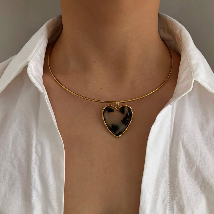 Collar Corazón de Leopardo